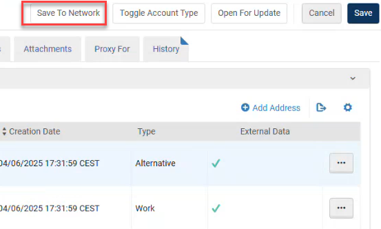 The Save to Network button